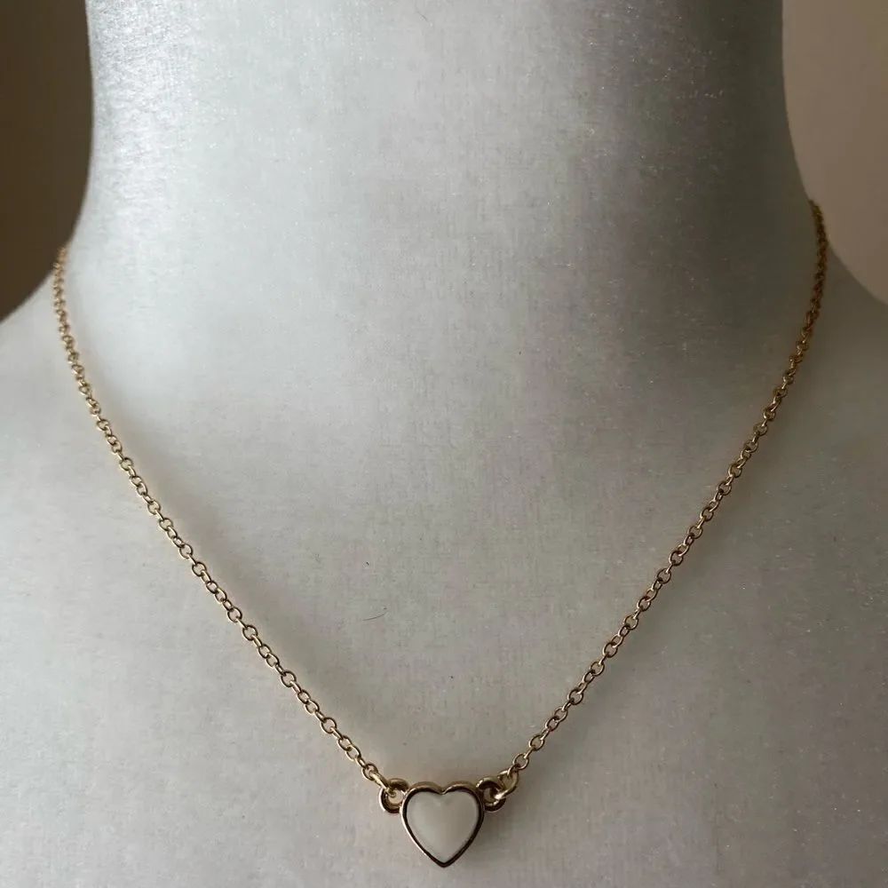 Kate Spade White Enamel Heart Necklace